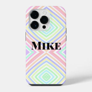Back to school colourful stripes rainbow add name iPhone 14 pro case