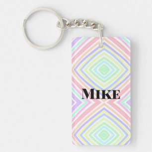 Back to school colourful stripes rainbow add name keychain