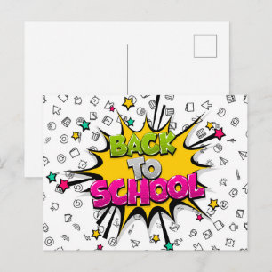 Back to School Comic Pop Art Postcard