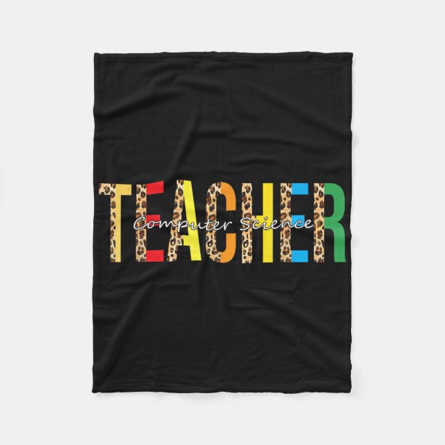 Back To School Computer Science Teacher Leopard Ad Fleece Blanket (Front)