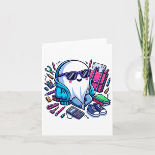 Back-to-school Cool Ghost With School Supplies Hal Card