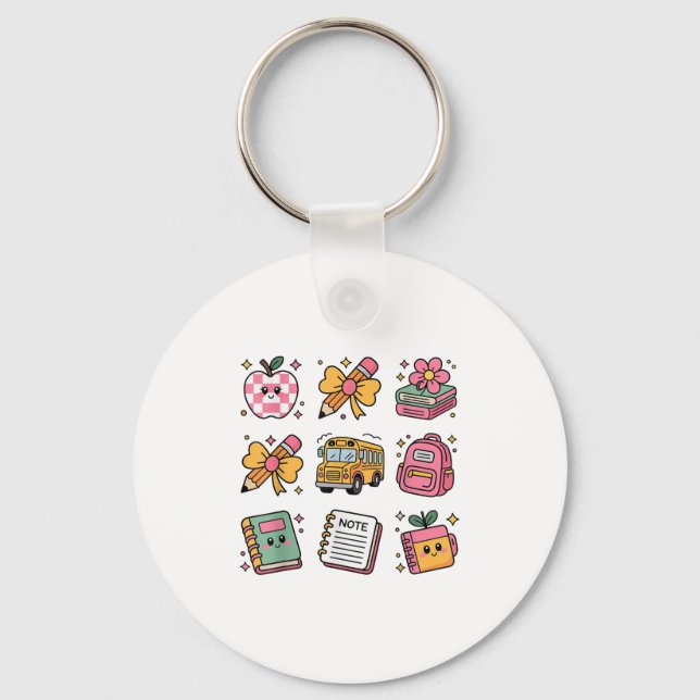 Back To School Coquette Bow First Day Of School To Keychain (Front)