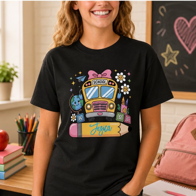 Back to School Coquette Custom Name T-Shirt (Back to School Coquette Custom Name T-Shirt)