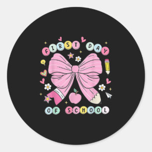 Back To School Coquette Pink Bow First Day Of Scho Classic Round Sticker