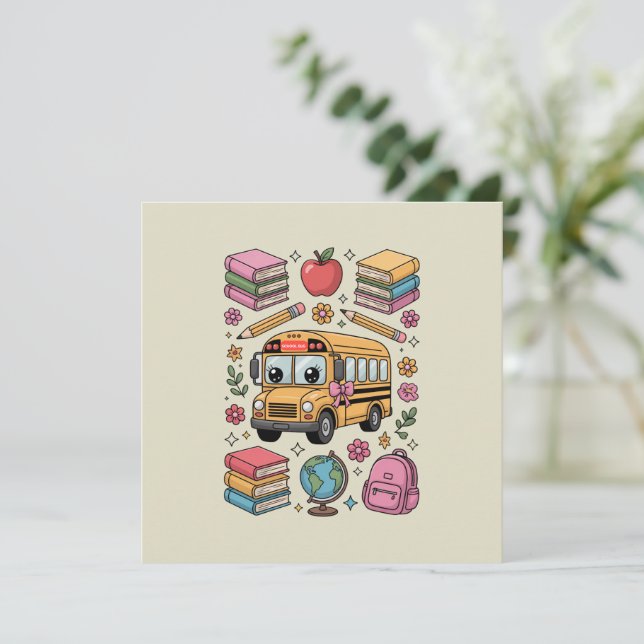 Back to School Coquette Teacher Kindergarten PreK  Invitation (Standing Front)