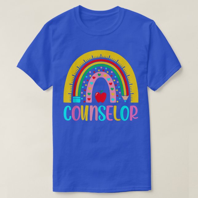 Back To School Counsellor Leopard Rainbow  T-Shirt (Design Front)