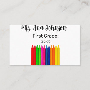 Back to school crayons add name grade class year business card
