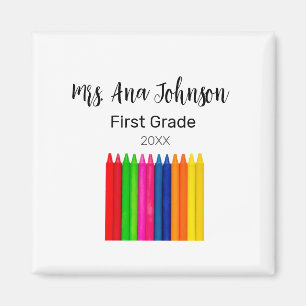 Back to school crayons add name grade class year magnet