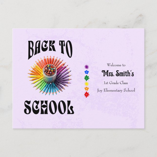 Back to School Crayons Teacher Personalized  Postcard (Front)