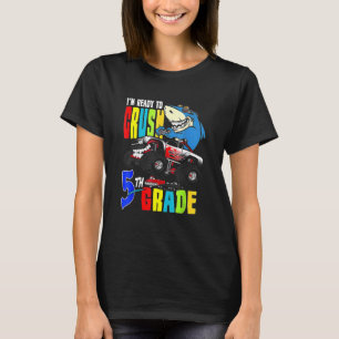 Back To School Crush 5th Grade Gamer Shark Monster T-Shirt