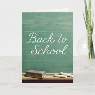 Back To School Cursive Text On Green Chalkboard Card