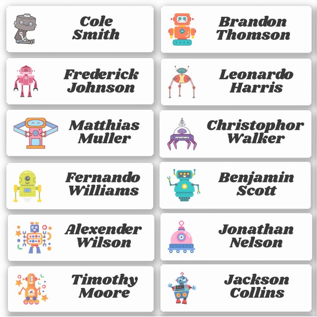 Back to School Custom Multiple Name Stickers (Front)