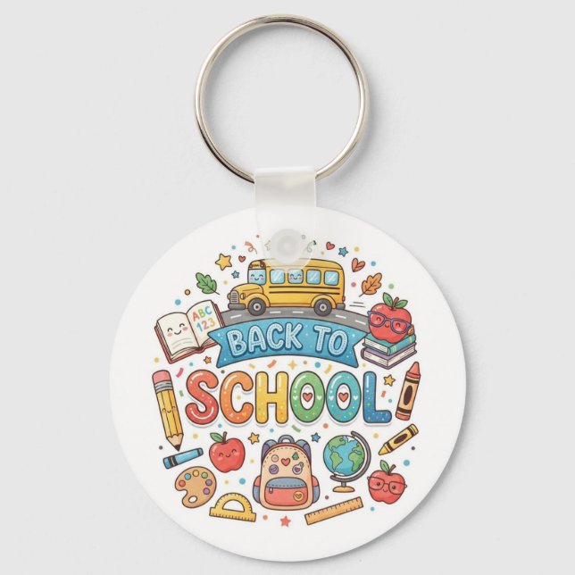 Back to school. Cute. Colourful.  Keychain (Front)