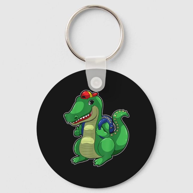 Back To School Cute Crocodile Funny Croc Backpack  Keychain (Front)