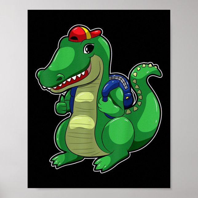 Back To School Cute Crocodile Funny Croc Backpack  Poster (Front)