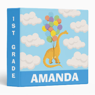 Back to School Cute Dinosaur Kindergarten Balloons Binder