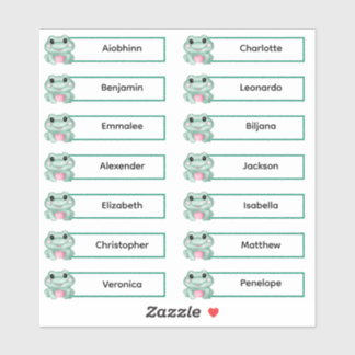 Back to School - Cute Frogs Multiple Name Stickers