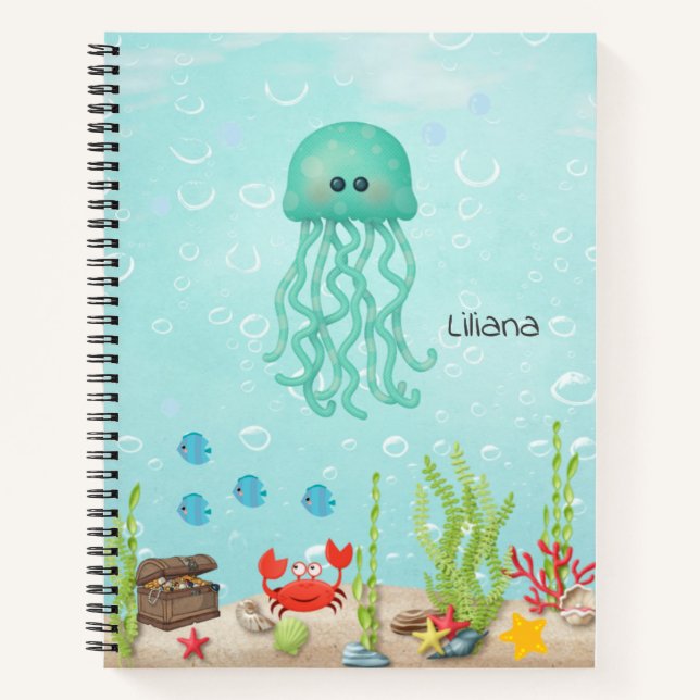 Back to School Cute Jellyfish Colourful Kids Notebook (Front)