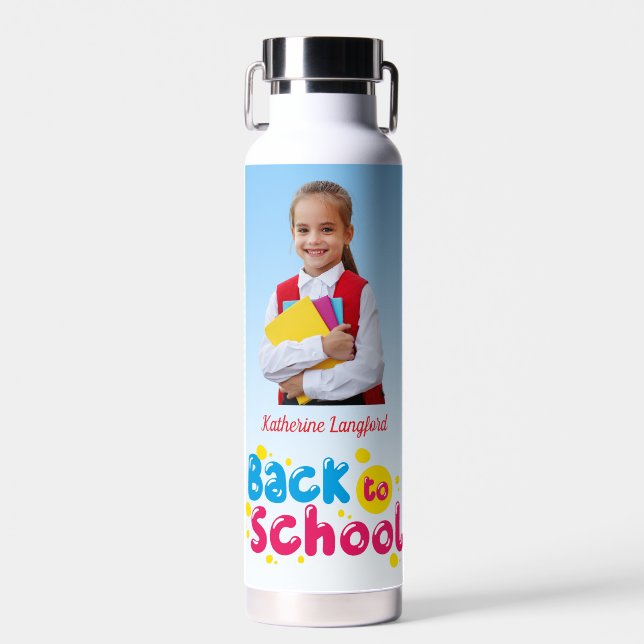 Back to School Cute Kids Student  Water Bottle (Front)