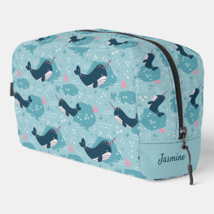 Back To School - Cute Narwhal Personalized Dopp Kit