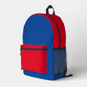 Back To School Deep Blue And Red Printed Backpack