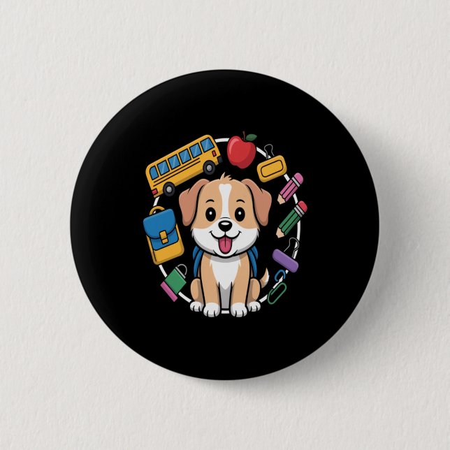 Back To School Dog Lovers 2 Inch Round Button (Front)