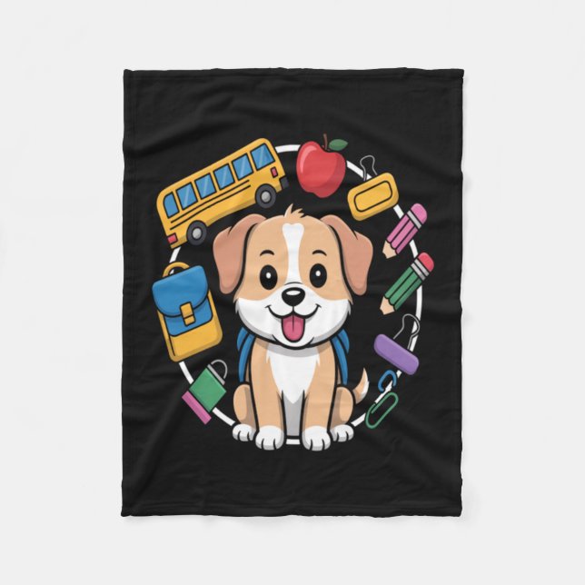 Back To School Dog Lovers Fleece Blanket (Front)
