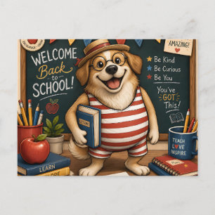Back to School Dog PNG, Cute Teacher Dog design Postcard