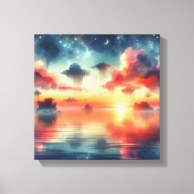 Back to School Dreamy Ocean Coral Glow Canvas Print (Front)