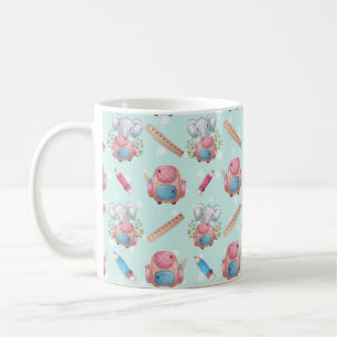 Back to School Elephant Pattern Coffee Mug