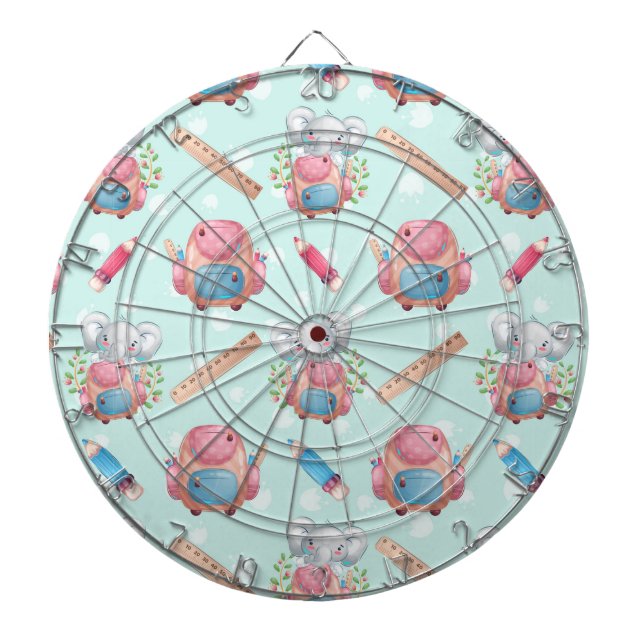Back to School Elephant Pattern Dartboard (Front)