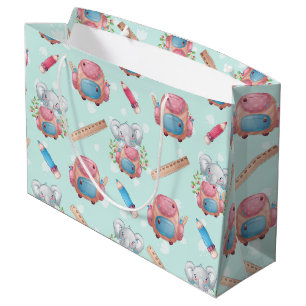Back to School Elephant Pattern Large Gift Bag