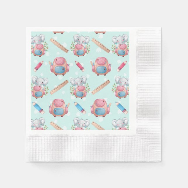 Back to School Elephant Pattern Napkin (Front)