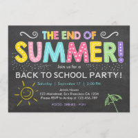 Back to school end of summer Party Invitation