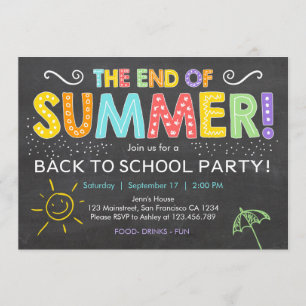Back to school end of summer Party Invitation