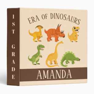 Back to School Era of Dinosaurs Cute Cartoon Dinos Binder