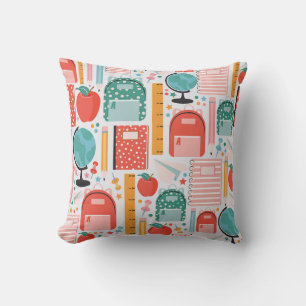 Back-to-School Essentials Pattern Throw Pillow