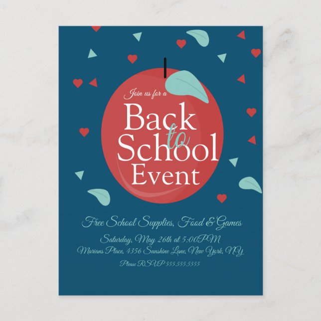 Back to School Event Fall Apple Confetti Flyer Postcard (Front)