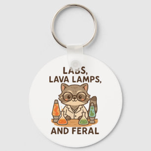 Back To School Feral Science Teacher Raccoon Labs Keychain