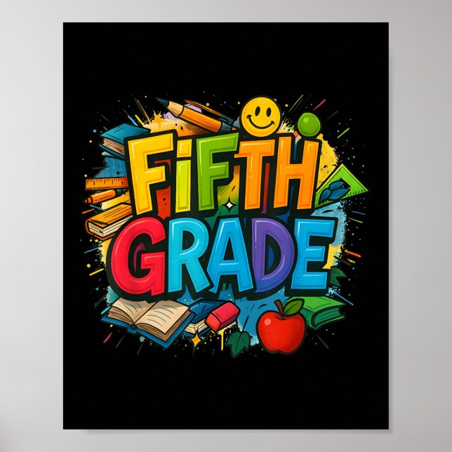 Back To School Fifth Grade Team Happy First Day Of Poster (Front)
