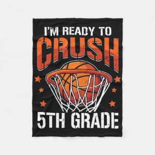Back To School First Day Of 5th Grade Basketball B Fleece Blanket