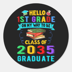 Back To School First Day Of First Grade Hello 1st  Classic Round Sticker