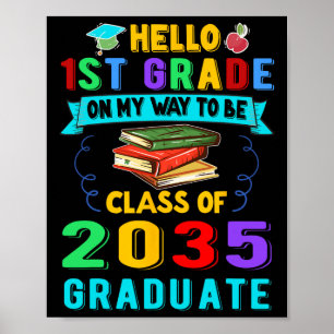 Back To School First Day Of First Grade Hello 1st Poster