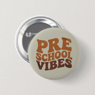 Back to School First Day of Pre-K Preschool Groovy 2 Inch Round Button