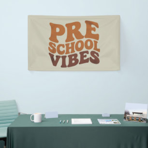 Back to School First Day of Pre-K Preschool Groovy Banner