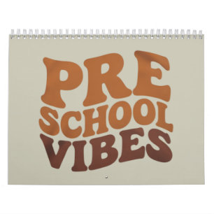 Back to School First Day of Pre-K Preschool Groovy Calendar