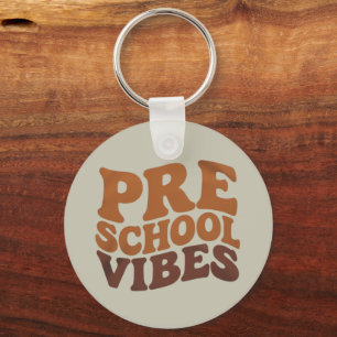 Back to School First Day of Pre-K Preschool Groovy Keychain