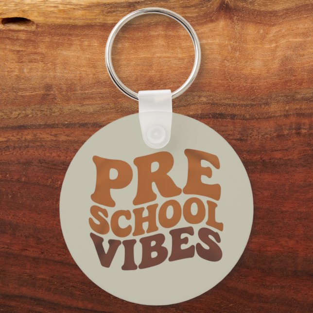 Back to School First Day of Pre-K Preschool Groovy Keychain (Front)