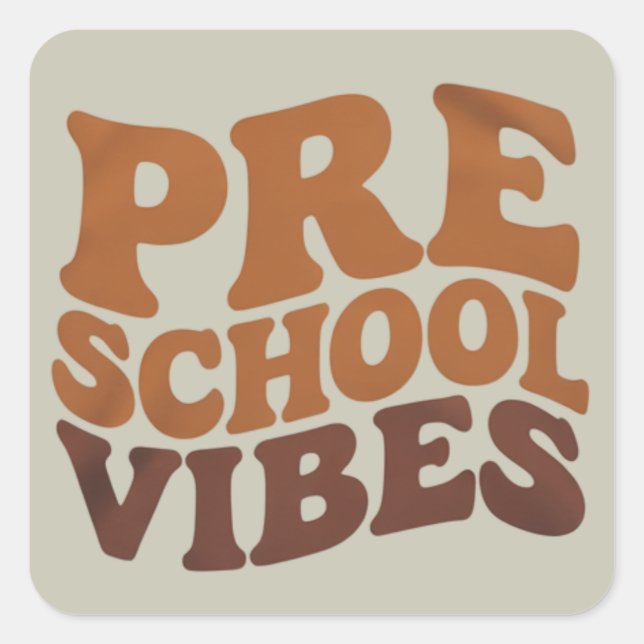Back to School First Day of Pre-K Preschool Groovy Square Sticker (Front)