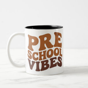 Back to School First Day of Pre-K Preschool Groovy Two-Tone Coffee Mug